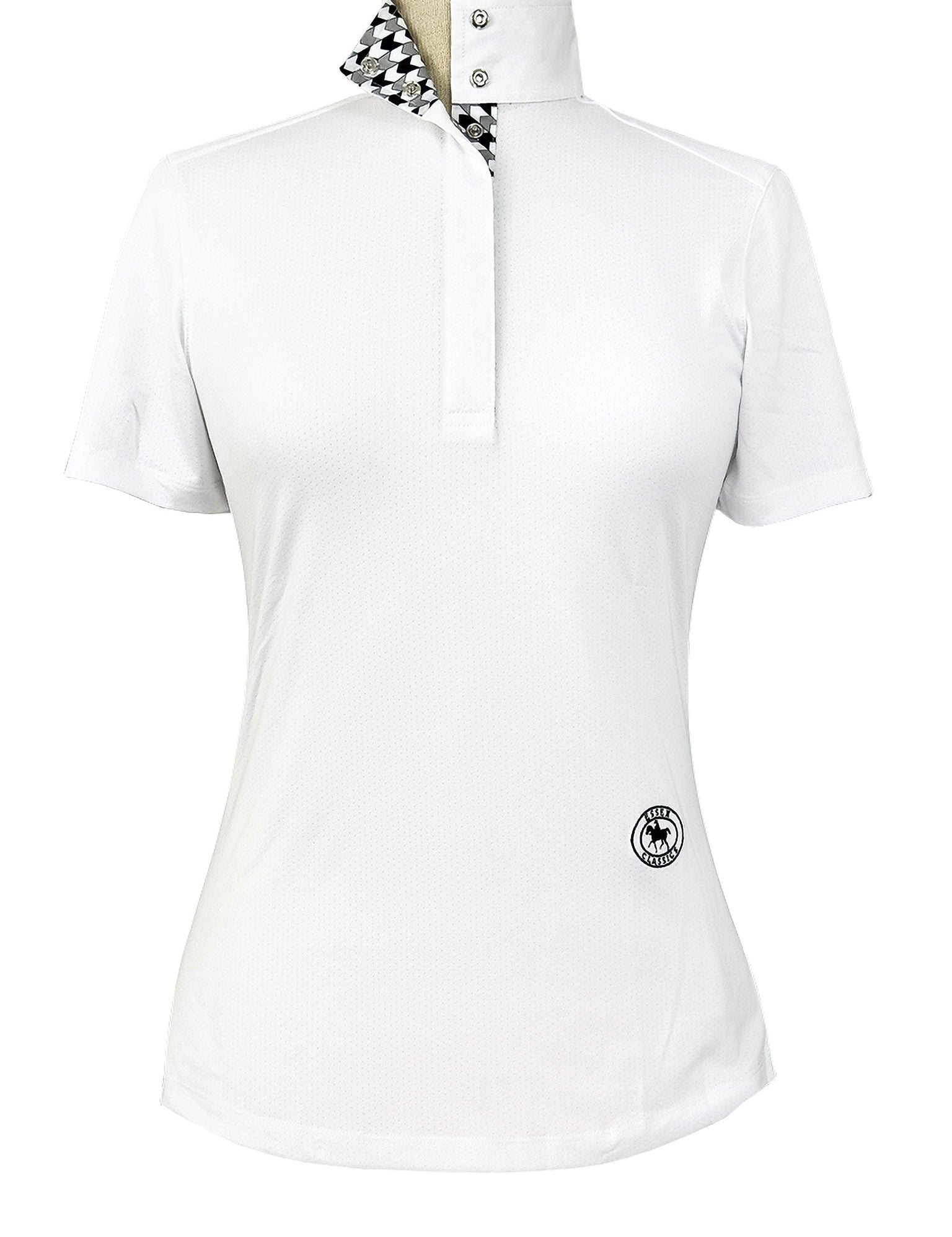 Essex Classics Geometric Ladies Talent Yarn Straight Collar Short Sleeve Show Shirt - Black - Essex Classics - Equiluxe Tack