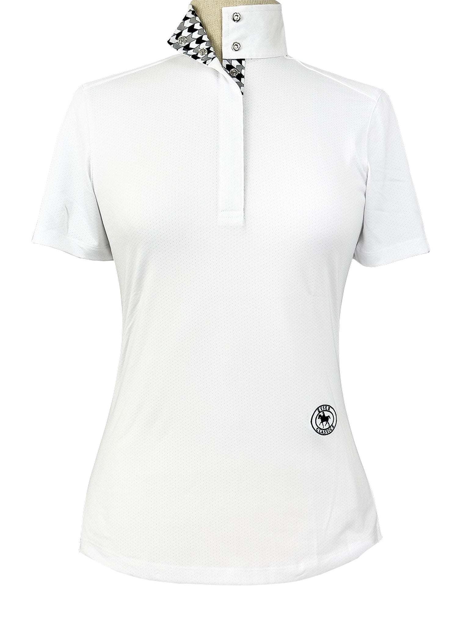 Essex Classics Geometric Ladies Talent Yarn Straight Collar Short Sleeve Show Shirt - Black - Essex Classics - Equiluxe Tack