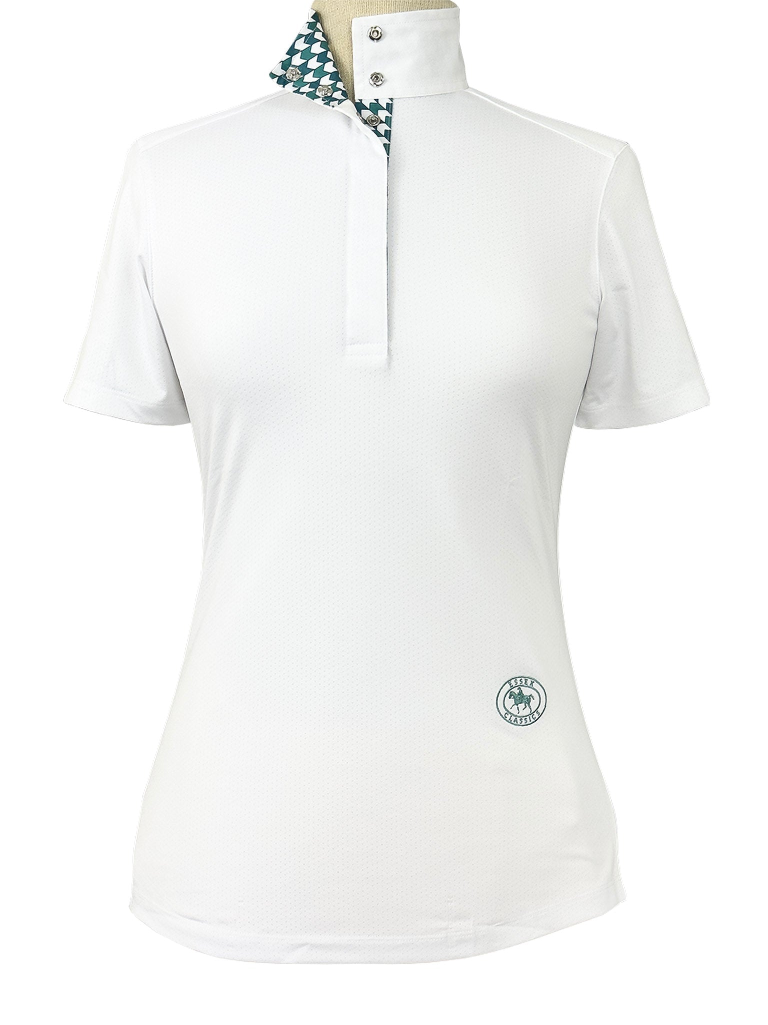 Essex Classics Geometric Ladies Talent Yarn Straight Collar Short Sleeve Show Shirt - Green - Essex Classics - Equiluxe Tack