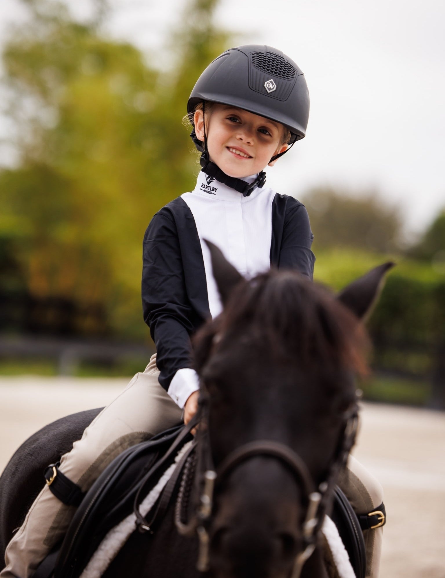 Essex Classics Girls "Luna II" Black Self - Trim Long Sleeve Performance Show Shirt - Essex Classics - Equiluxe Tack