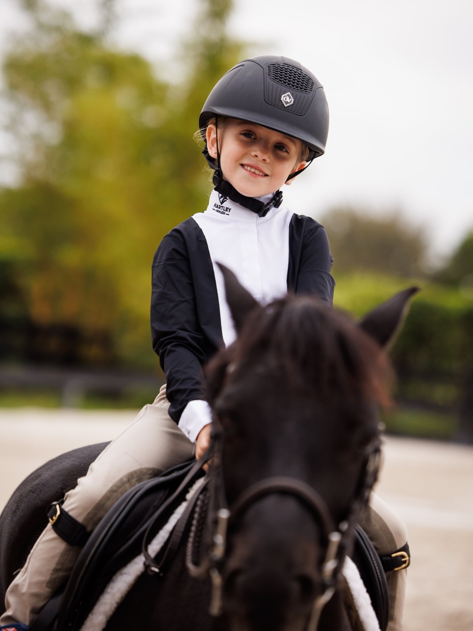 Essex Classics Girls "Luna II" Black Self - Trim Long Sleeve Performance Show Shirt - Essex Classics - Equiluxe Tack