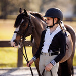 Essex Classics Girls "Luna II" Black with Cows Long Sleeve Performance Show Shirt - Essex Classics - Equiluxe Tack