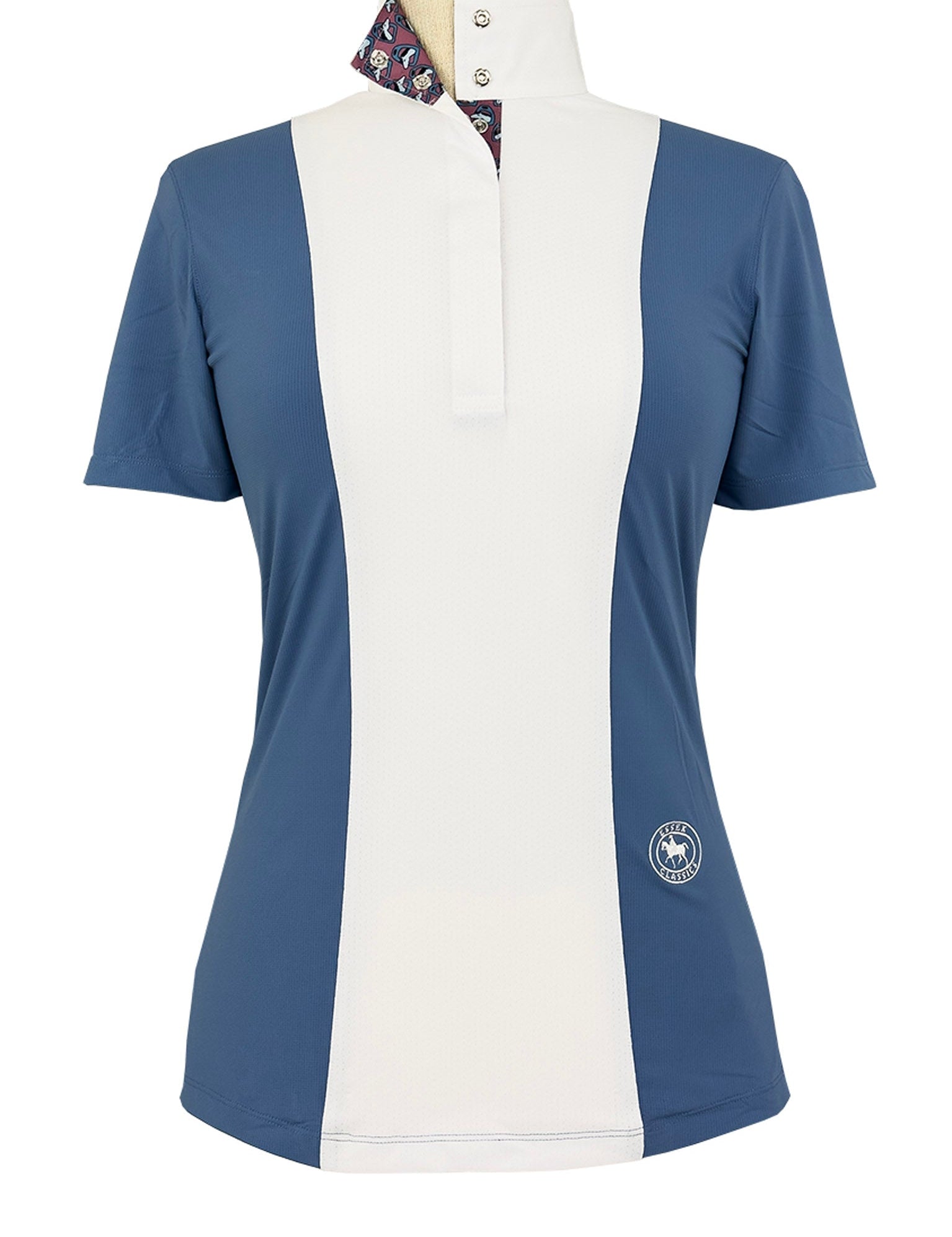 Essex Classics Girls "Luna II" Blue Stirrup Talk Short Sleeve Performance Show Shirt - Essex Classics - Equiluxe Tack