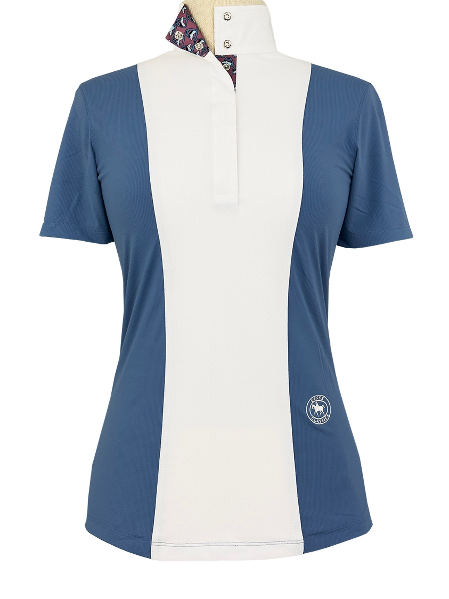 Essex Classics Girls "Luna II" Blue Stirrup Talk Short Sleeve Performance Show Shirt - Essex Classics - Equiluxe Tack