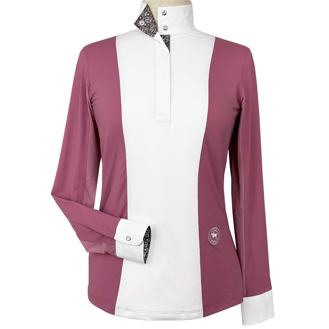 Essex Classics Girls "Luna II" Dark Pink Gallop Garden Long Sleeve Performance Show Shirt - Essex Classics - Equiluxe Tack