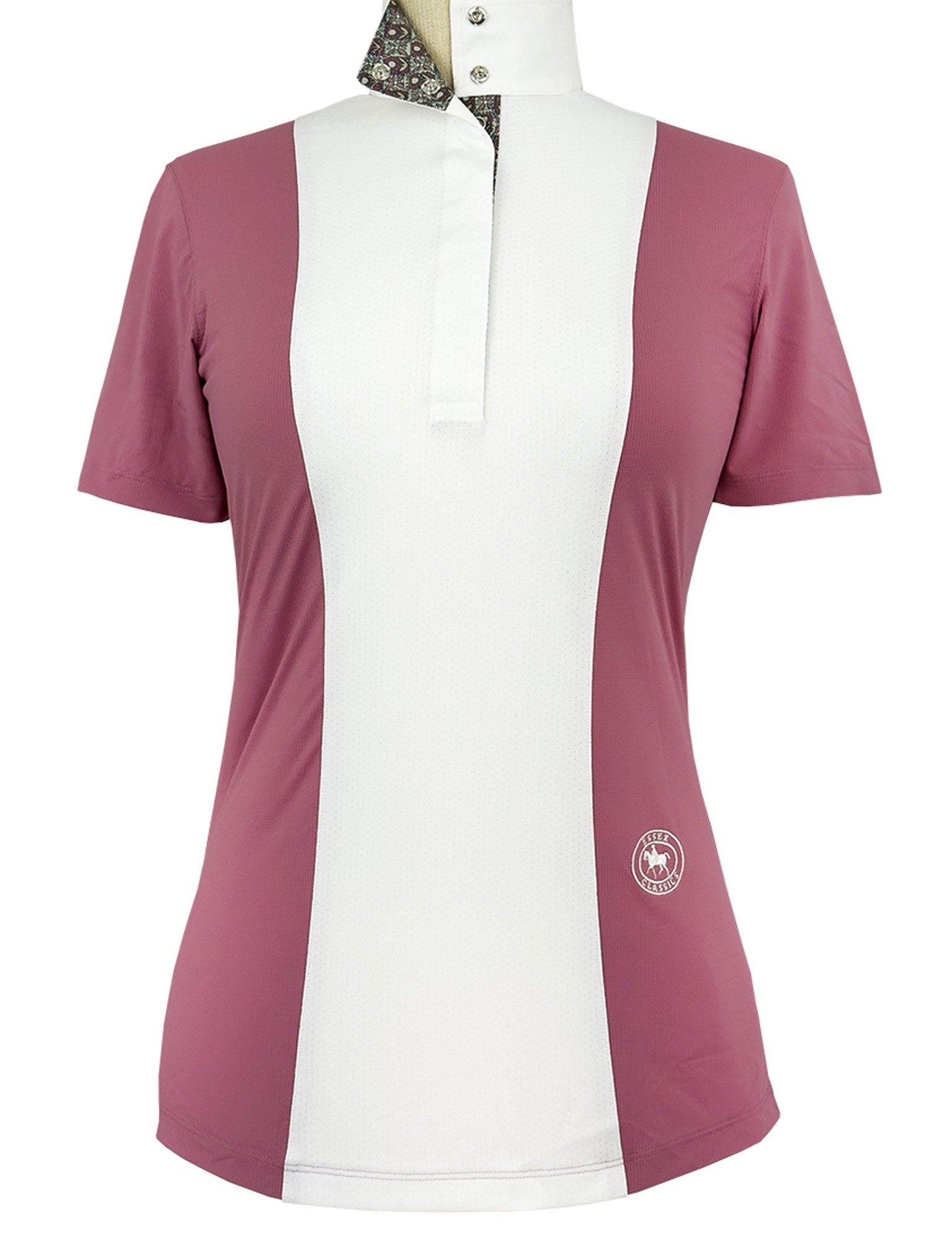 Essex Classics Girls "Luna II" Dark Pink Gallop Garden Short Sleeve Performance Show Shirt - Essex Classics - Equiluxe Tack