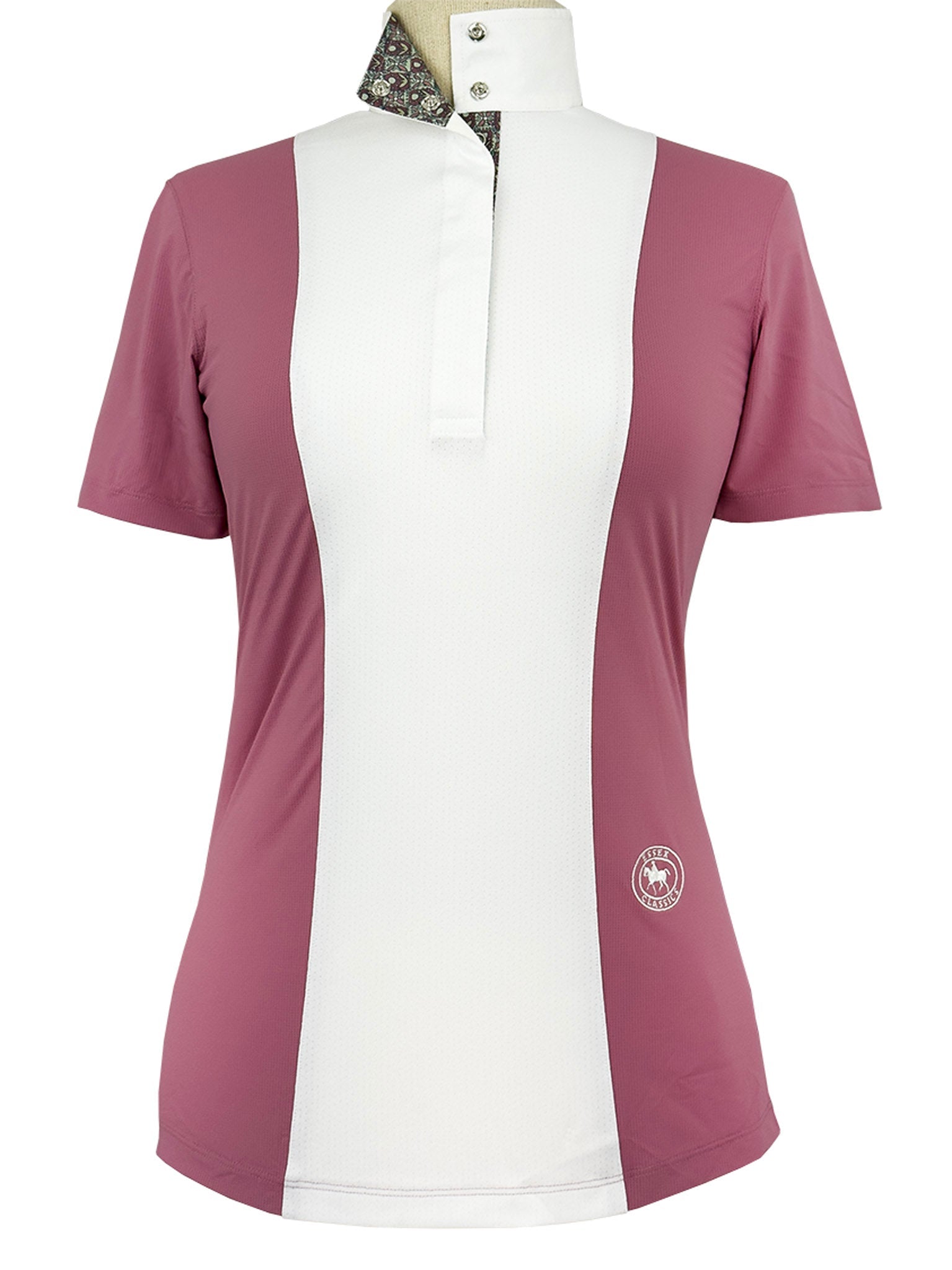 Essex Classics Girls "Luna II" Dark Pink Gallop Garden Short Sleeve Performance Show Shirt - Essex Classics - Equiluxe Tack