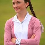 Essex Classics Girls "Luna II" Dark Pink with Unicorns Long Sleeve Performance Show Shirt - Essex Classics - Equiluxe Tack