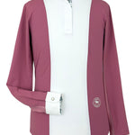 Essex Classics Girls "Luna II" Dark Pink with Unicorns Long Sleeve Performance Show Shirt - Essex Classics - Equiluxe Tack