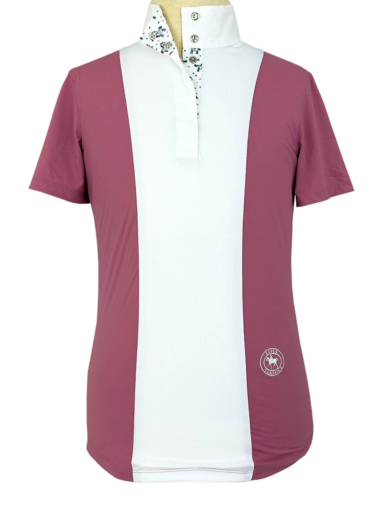 Essex Classics Girls "Luna II" Dark Pink with Unicorns Short Sleeve Performance Show Shirt - Essex Classics - Equiluxe Tack