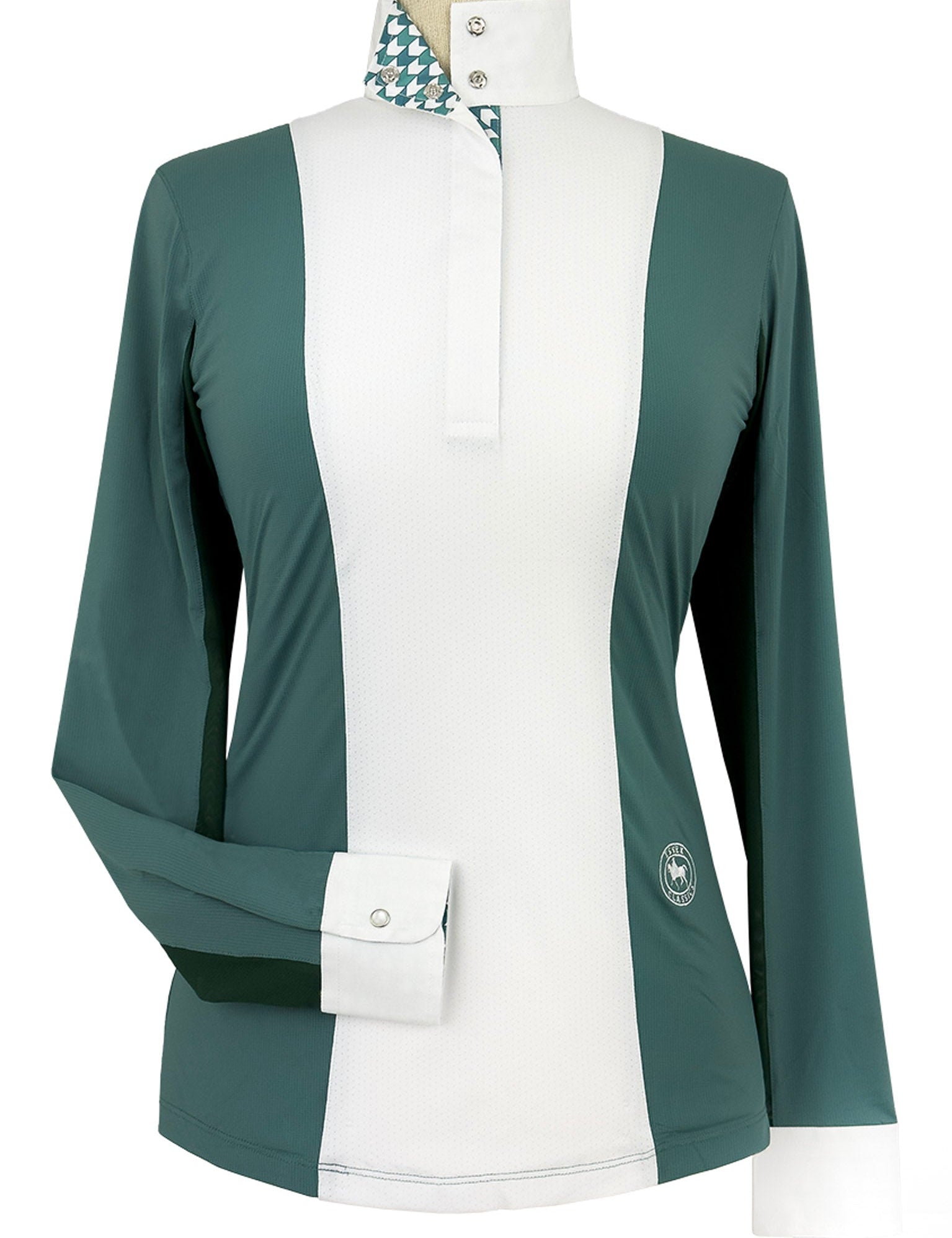 Essex Classics Girls "Luna II" Forest Green with Geometric Long Sleeve Performance Show Shirt - Essex Classics - Equiluxe Tack