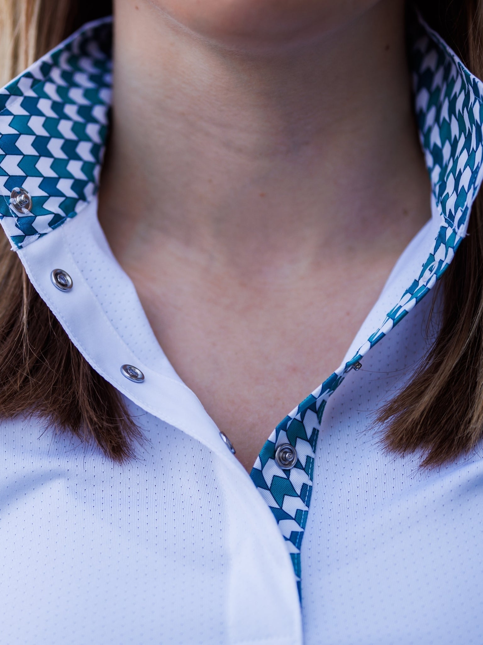 Essex Classics Girls "Luna II" Forest Green with Geometric Short Sleeve Performance Show Shirt - Essex Classics - Equiluxe Tack