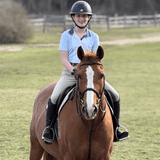 Essex Classics Girls "Luna II" Light Blue Short Sleeve Performance Show Shirt with Blue Checks Trim - Essex Classics - Equiluxe Tack