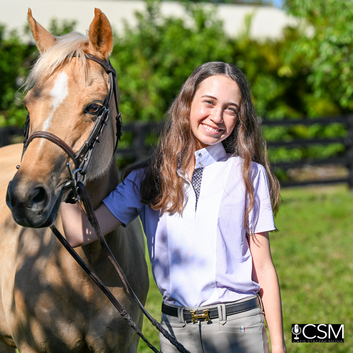 Essex Classics Girls "Luna II" Lilac Short Sleeve Performance Show Shirt with Diamond and Daisy Trim - Essex Classics - Equiluxe Tack