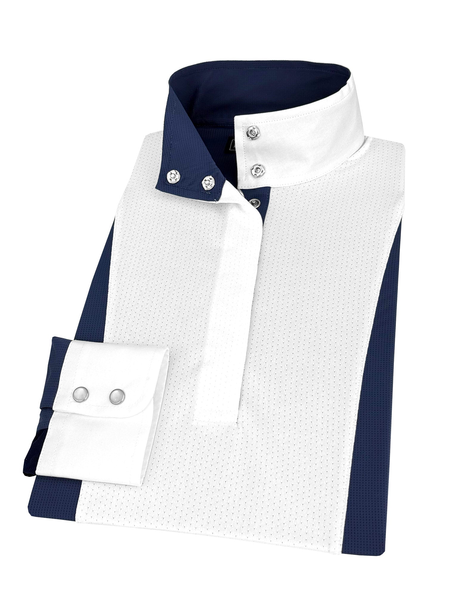 Essex Classics Girls "Luna II" Marine Blue Self - Trim Long Sleeve Performance Show Shirt - Essex Classics - Equiluxe Tack