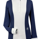 Essex Classics Girls "Luna II" Marine Blue with Blue Ribbon Winner Long Sleeve Performance Show Shirt - Essex Classics - Equiluxe Tack