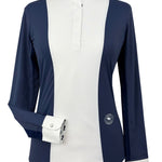 Essex Classics Girls "Luna II" Marine Blue with Golf Carts Long Sleeve Performance Show Shirt - Essex Classics - Equiluxe Tack