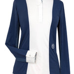 Essex Classics Girls "Luna II" Marine Blue with Woof & Whimsy Long Sleeve Performance Show Shirt - Equiluxe Tack