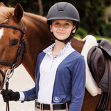 Essex Classics Girls "Luna II" Marine Blue with Woof & Whimsy Long Sleeve Performance Show Shirt - Equiluxe Tack