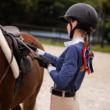 Essex Classics Girls "Luna II" Marine Blue with Woof & Whimsy Long Sleeve Performance Show Shirt - Equiluxe Tack