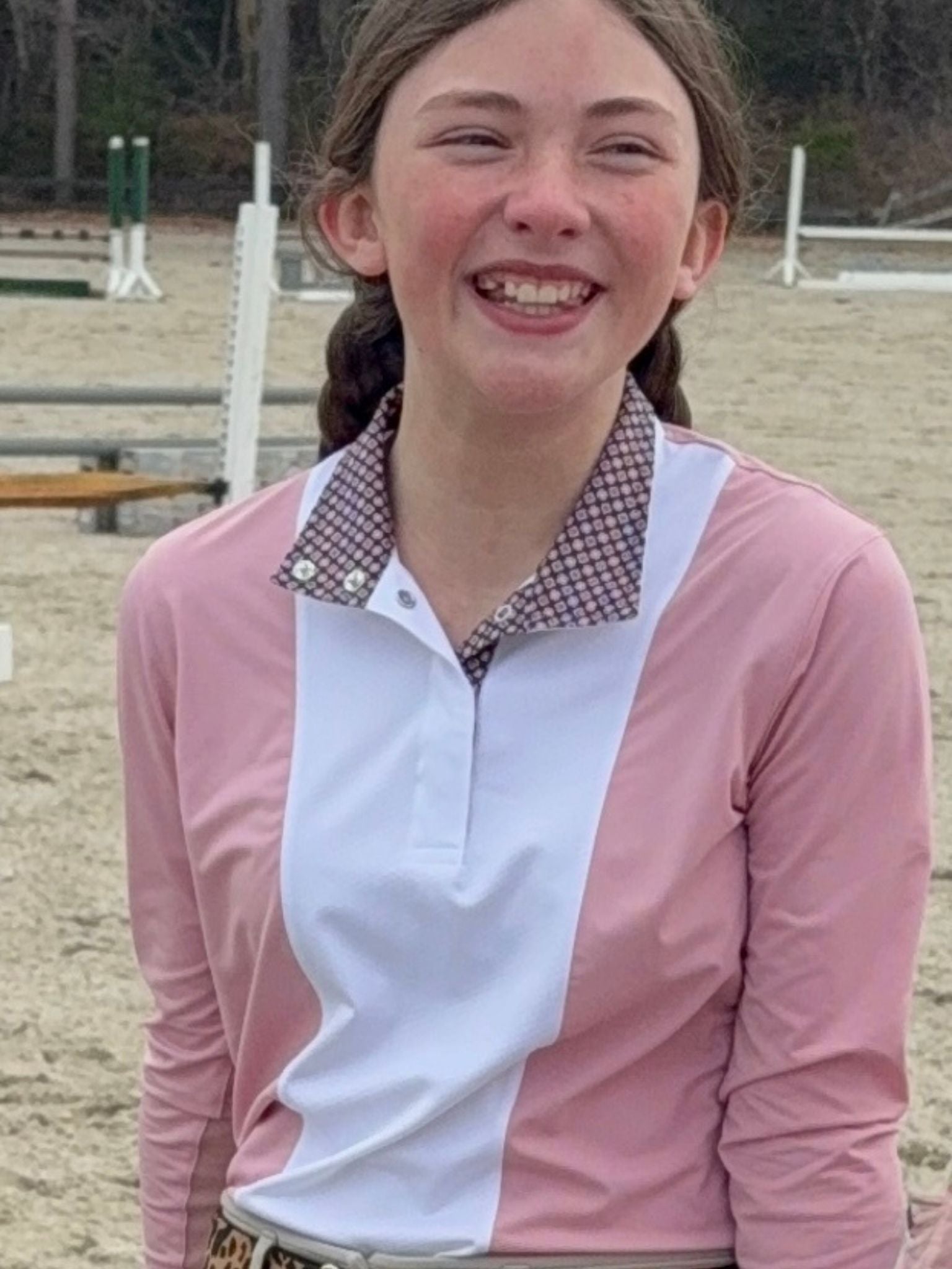 Essex Classics Girls "Luna II" Pink Long Sleeve Performance Show Shirt - Essex Classics - Equiluxe Tack