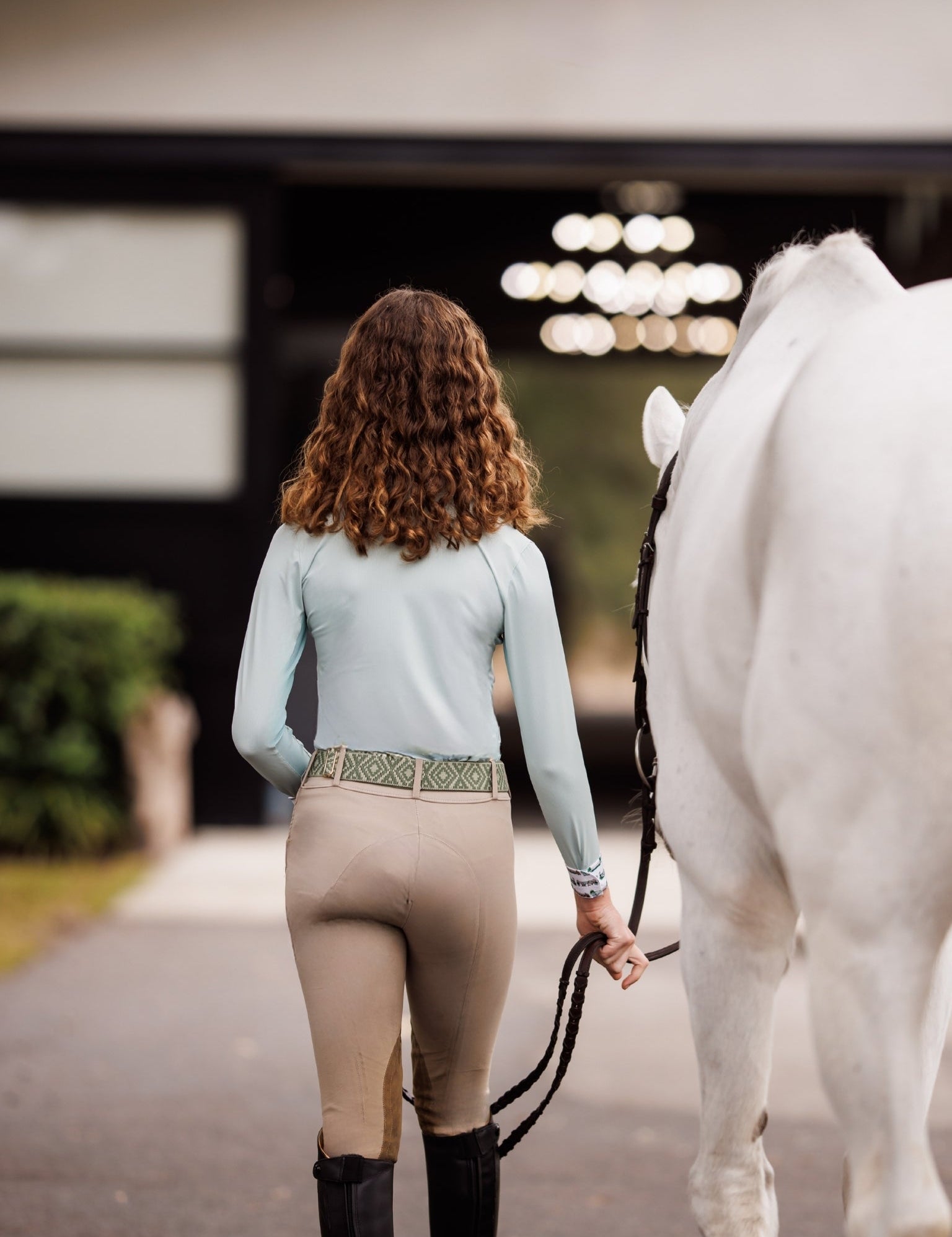 Essex Classics Girls "Luna II" Seafoam with Hunter Derby Long Sleeve Performance Show Shirt - Essex Classics - Equiluxe Tack