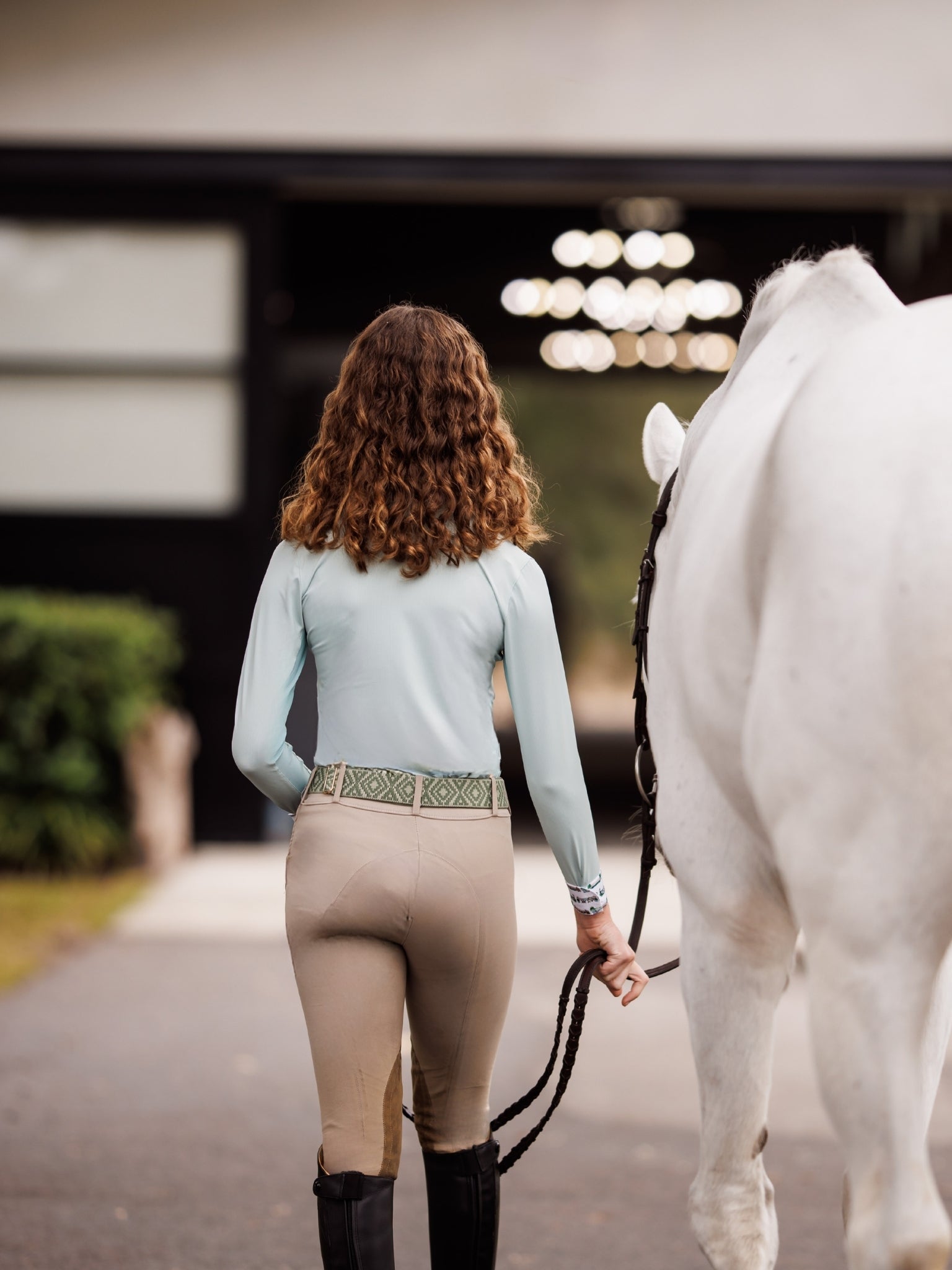 Essex Classics Girls "Luna II" Seafoam with Hunter Derby Long Sleeve Performance Show Shirt - Essex Classics - Equiluxe Tack