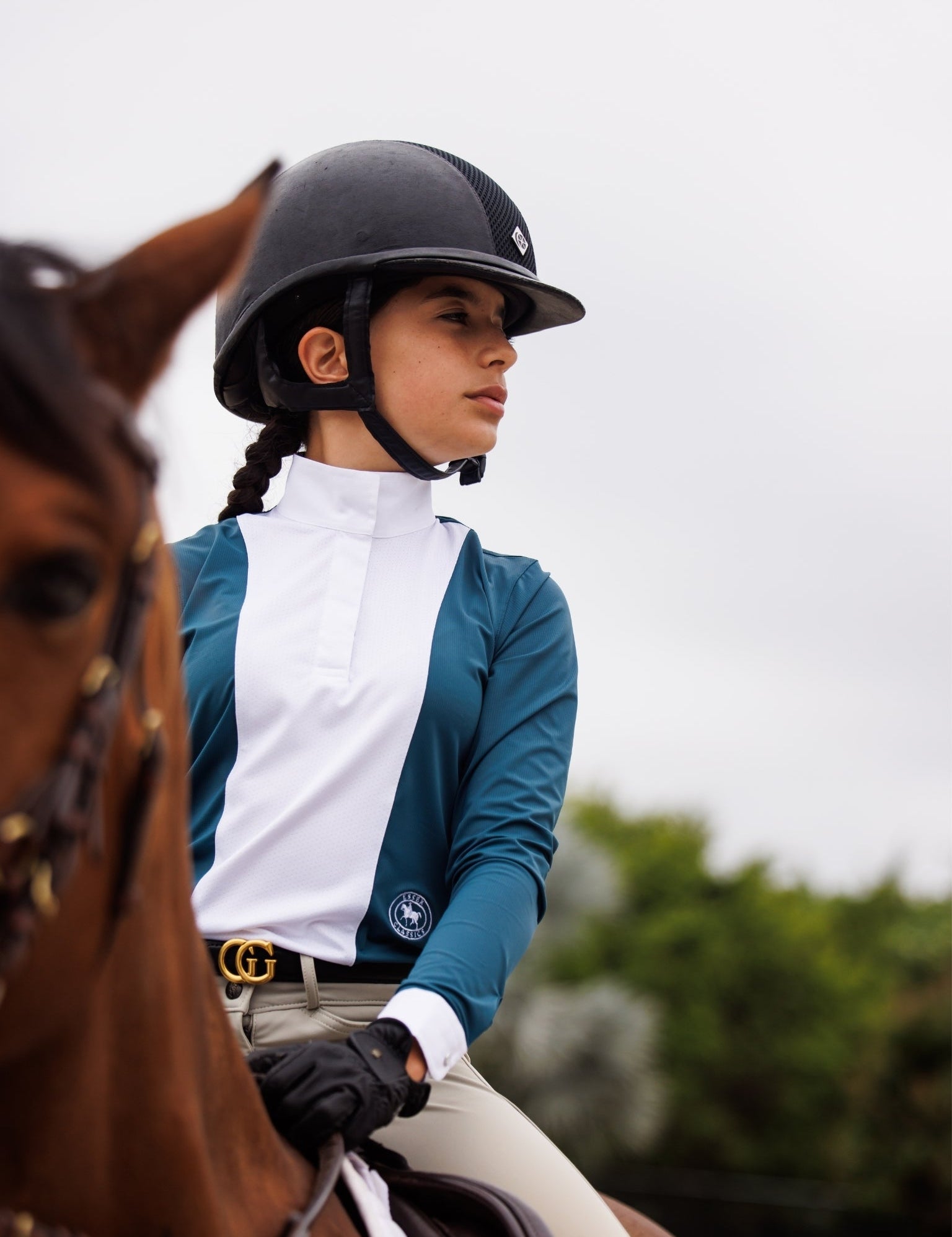 Essex Classics Girls "Luna II" Teal with Cozy Crew Long Sleeve Performance Show Shirt - Equiluxe Tack