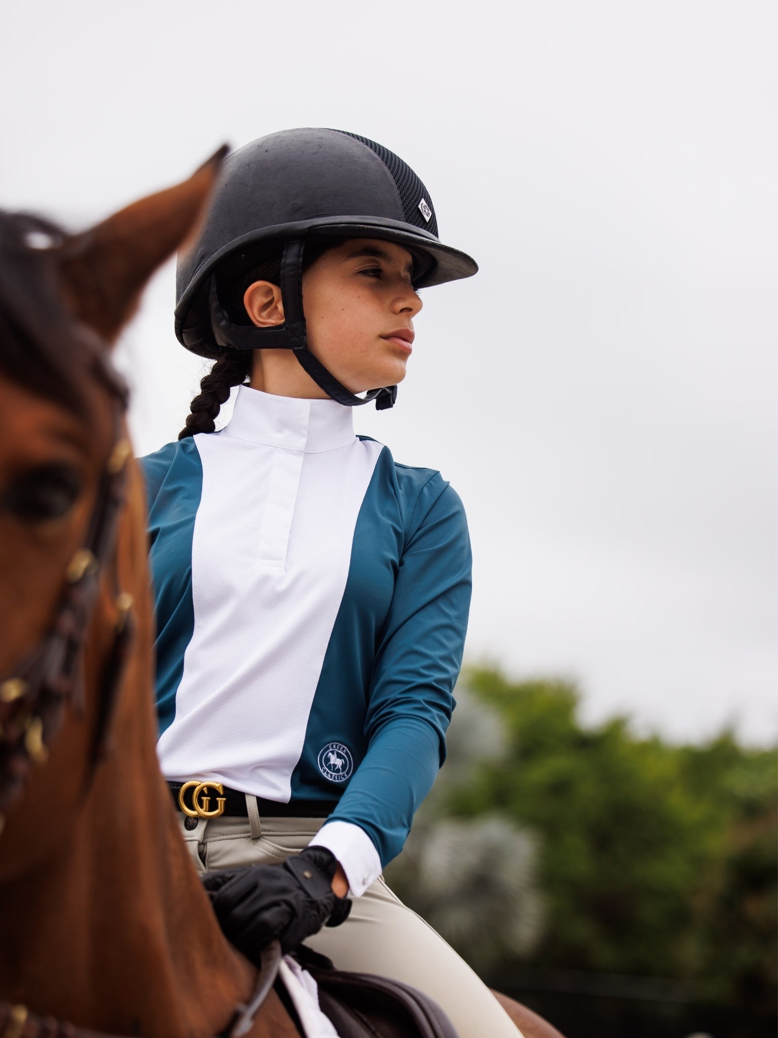 Essex Classics Girls "Luna II" Teal with Cozy Crew Long Sleeve Performance Show Shirt - Equiluxe Tack