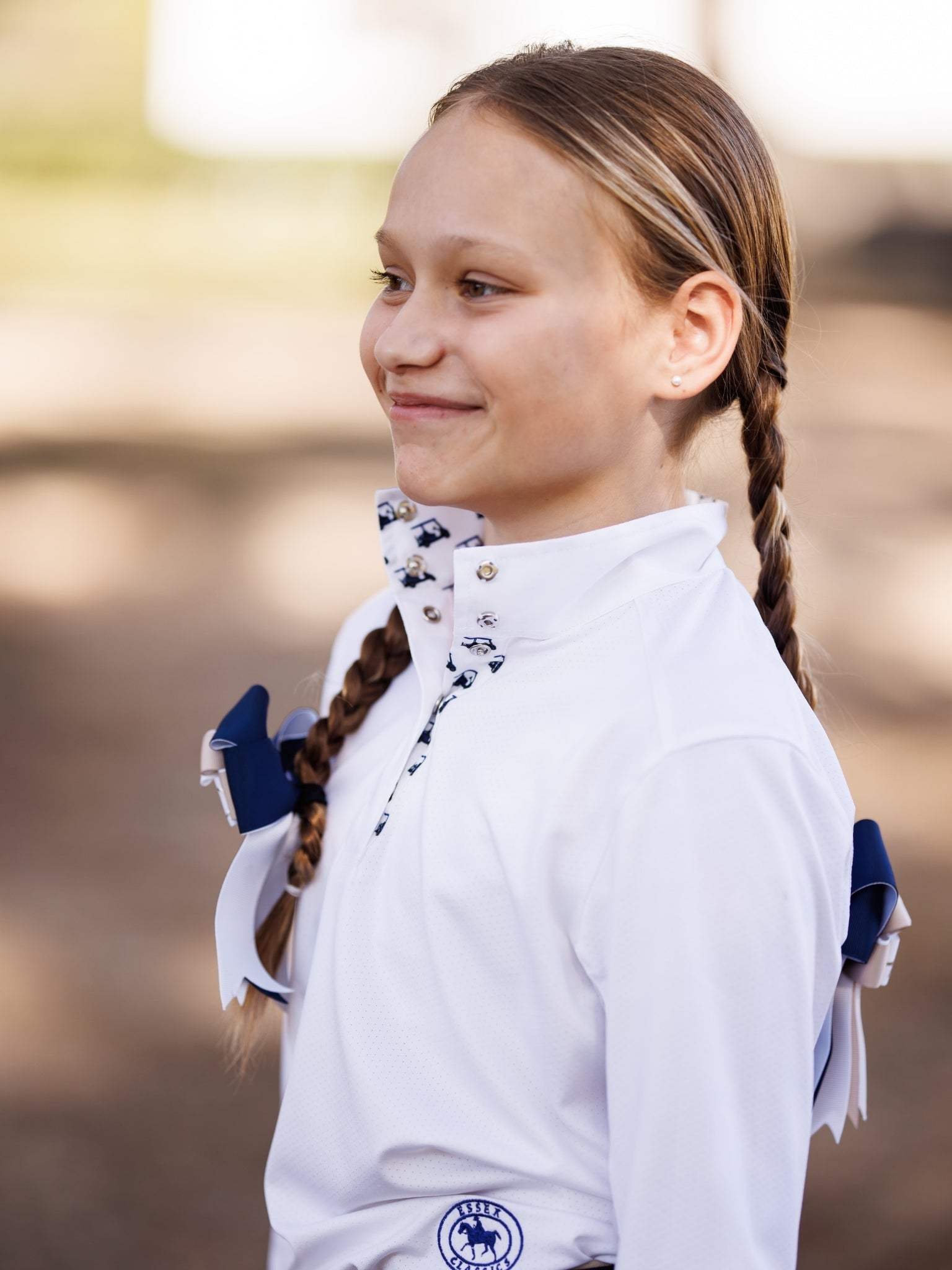 Essex Classics Golf Carts Girls Talent Yarn Straight Collar Long Sleeve Show Shirt - Essex Classics - Equiluxe Tack