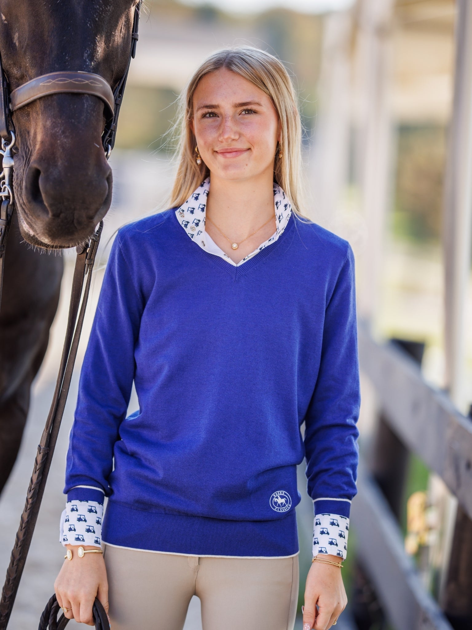 Essex Classics Golf Carts Ladies Talent Yarn Straight Collar Long Sleeve Show Shirt - Essex Classics - Equiluxe Tack