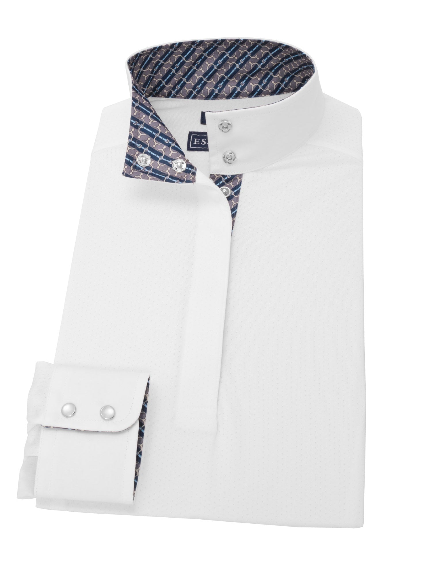 Essex Classics Grey Spurs & Straps Ladies Talent Yarn Straight Collar Long Sleeve Show Shirt - Essex Classics - Equiluxe Tack