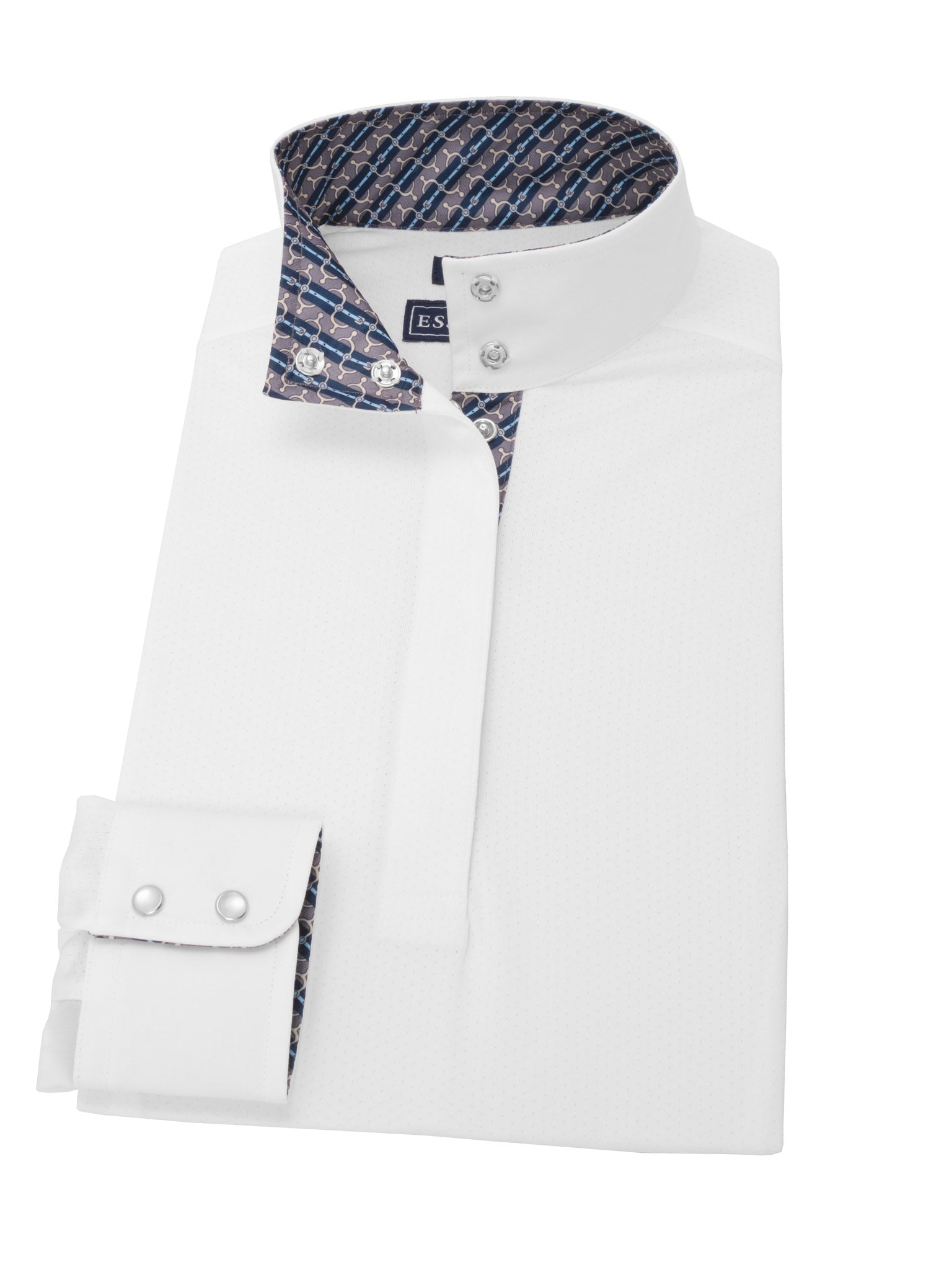 Essex Classics Grey Spurs & Straps Ladies Talent Yarn Straight Collar Long Sleeve Show Shirt - Essex Classics - Equiluxe Tack