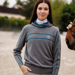 Essex Classics Hampton Sweater - Grey & Teal - Equiluxe Tack