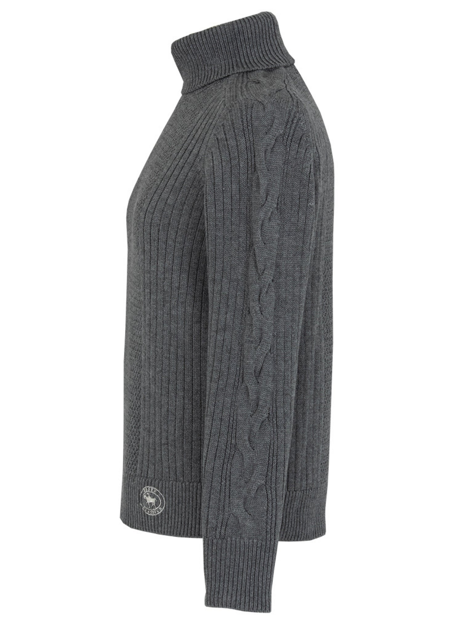 Essex Classics Laced Rein Cable Knit Sweater - Charcoal - Equiluxe Tack