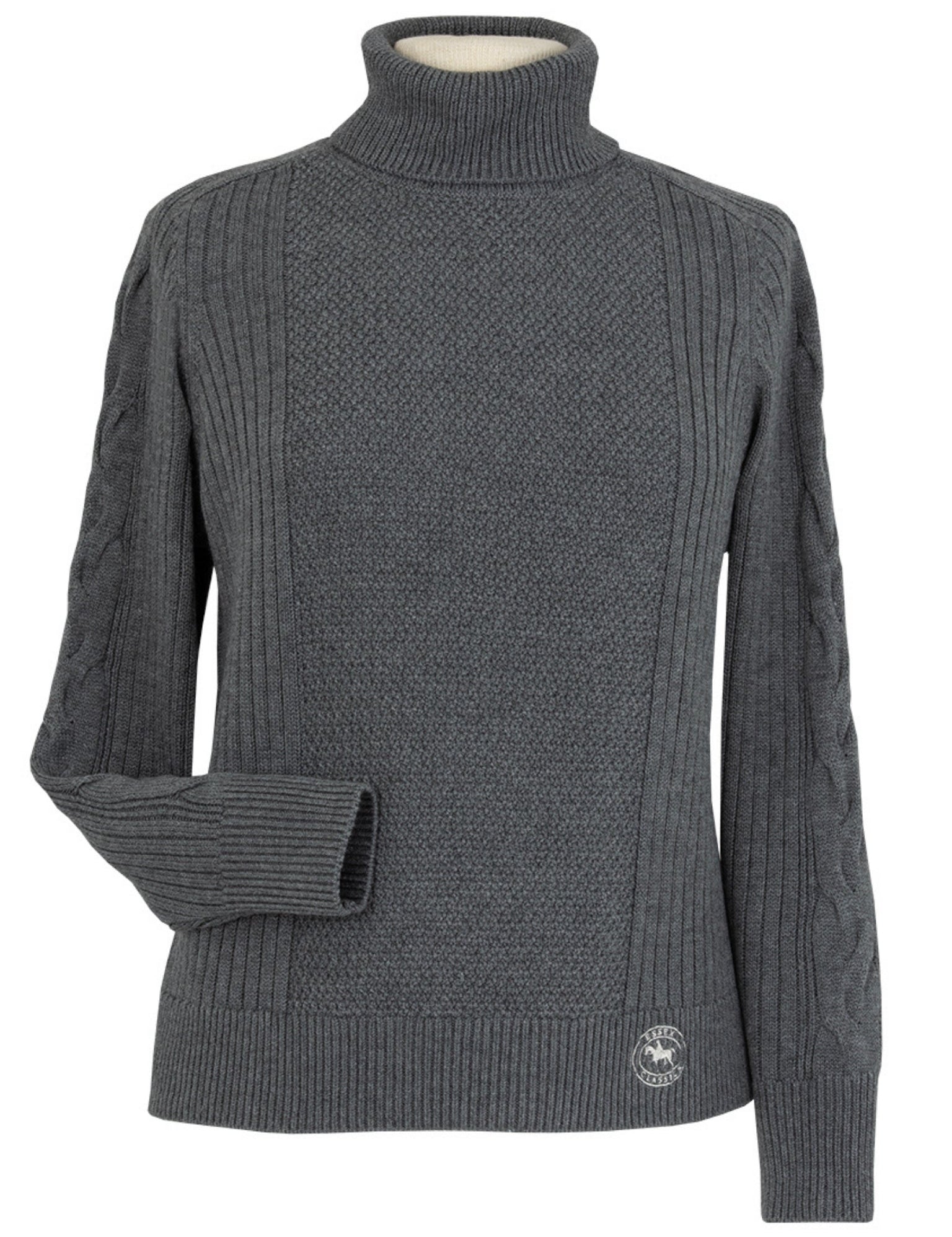 Essex Classics Laced Rein Cable Knit Sweater - Charcoal - Equiluxe Tack