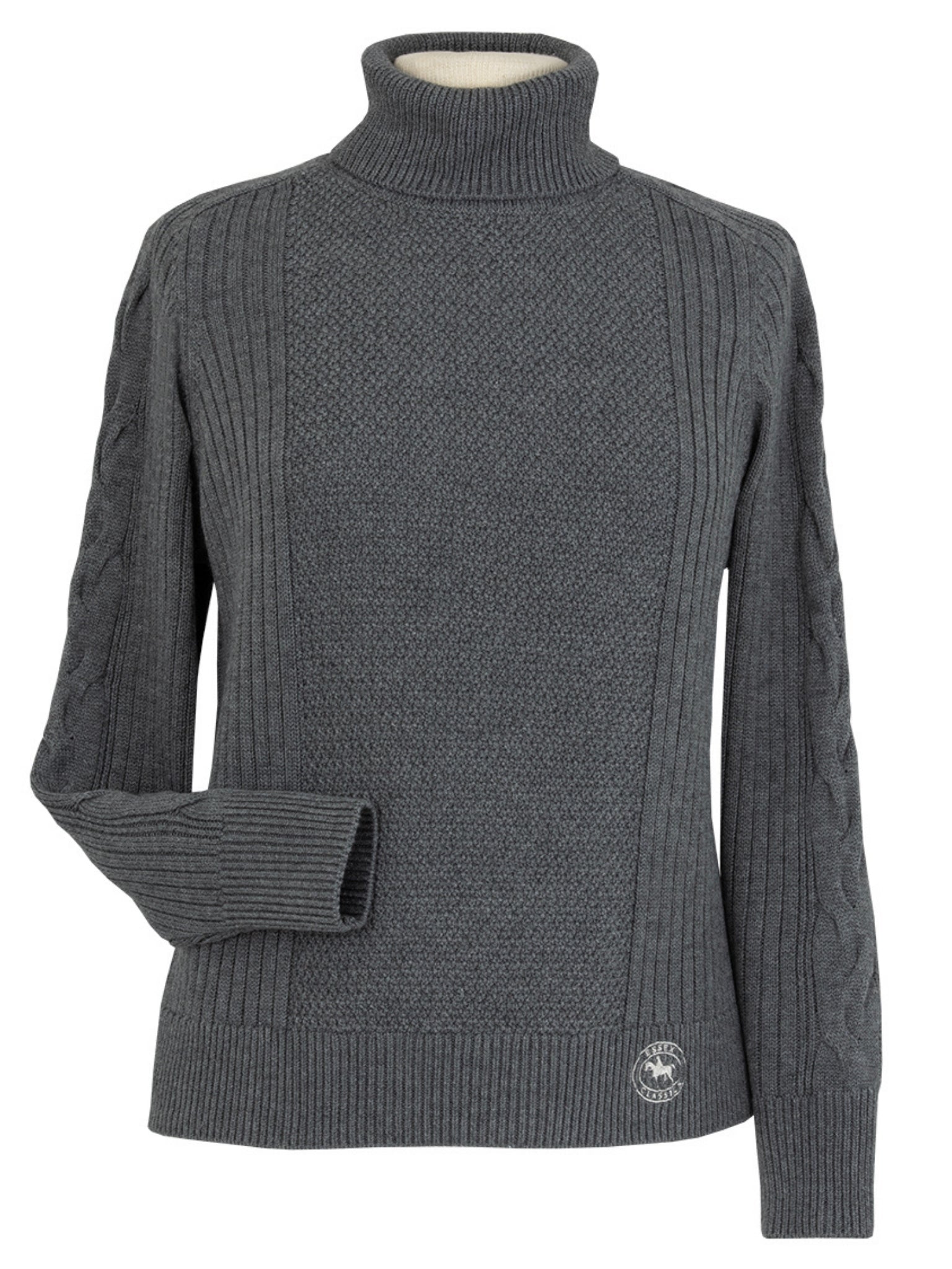 Essex Classics Laced Rein Cable Knit Sweater - Charcoal - Equiluxe Tack
