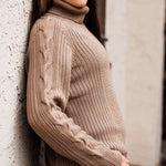 Essex Classics Laced Rein Cable Knit Sweater - Tan - Equiluxe Tack