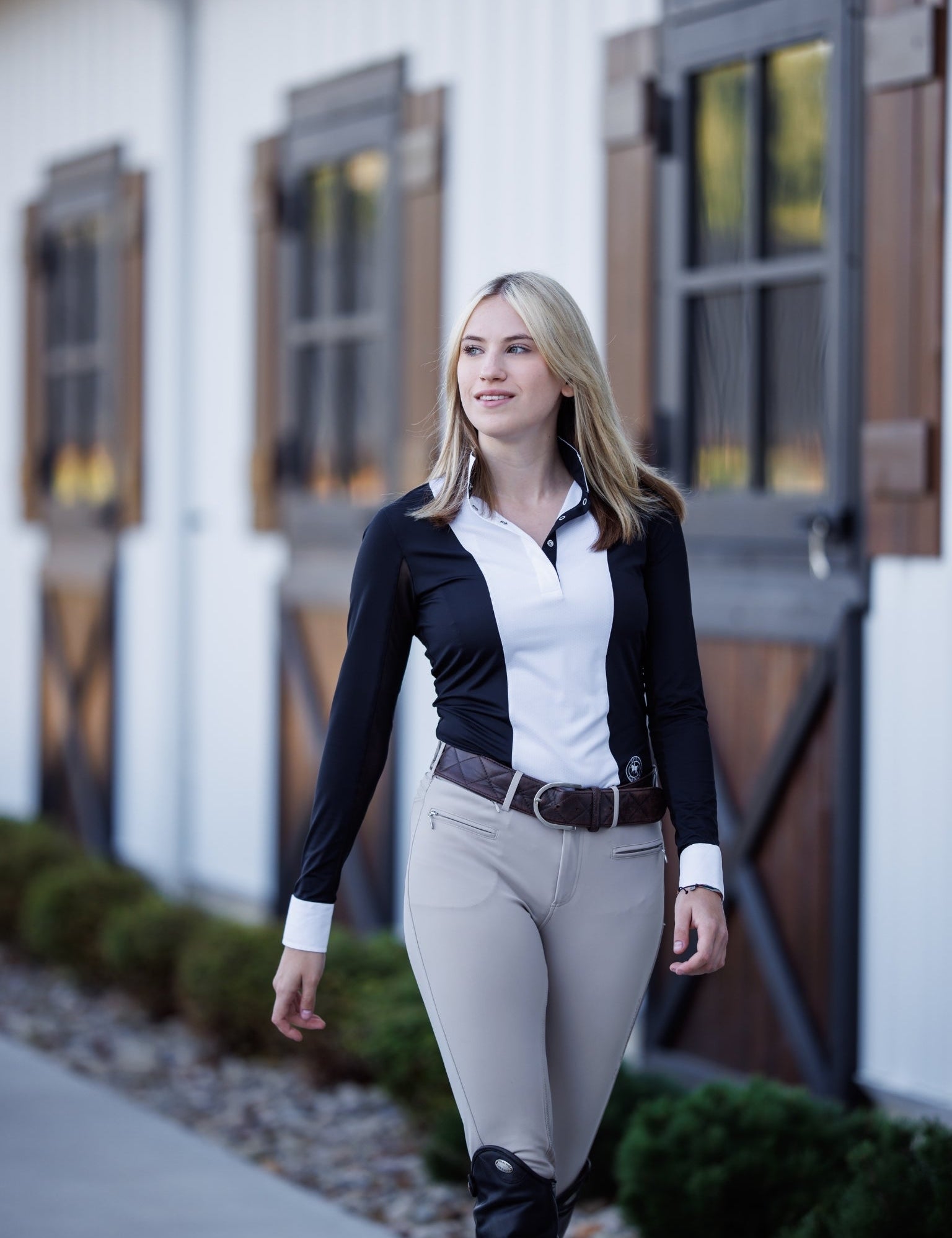 Essex Classics Ladies "Luna II" Black Self - Trim Long Sleeve Performance Show Shirt - Essex Classics - Equiluxe Tack