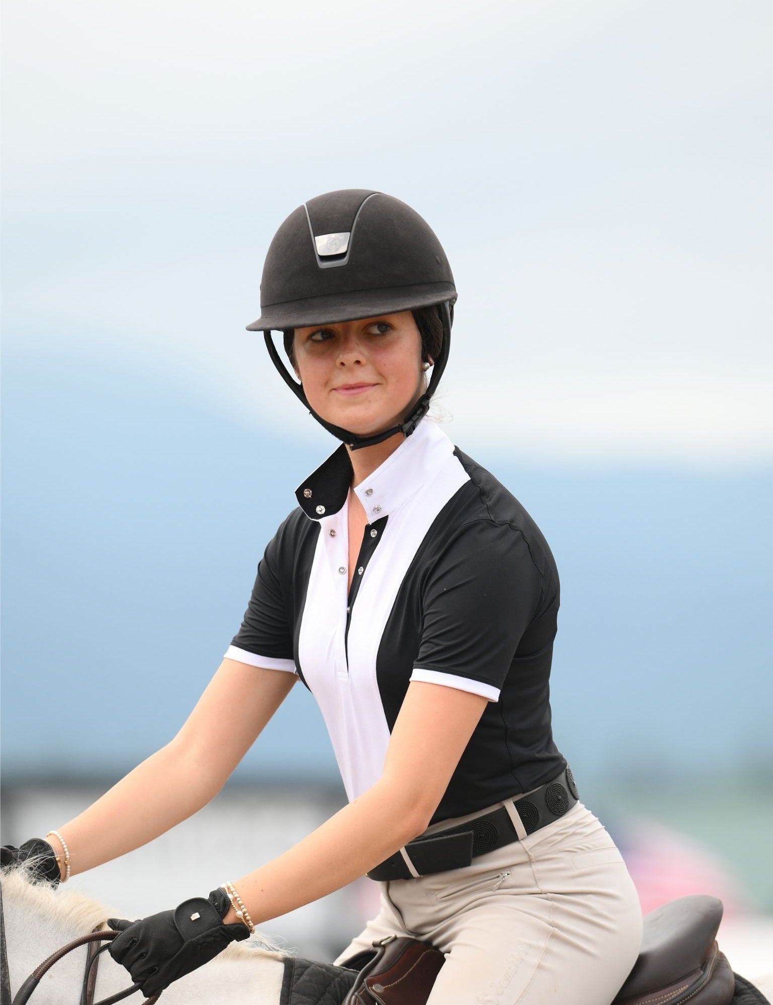 Essex Classics Ladies "Luna II" Black Self - Trim Short Sleeve Performance Show Shirt - Essex Classics - Equiluxe Tack