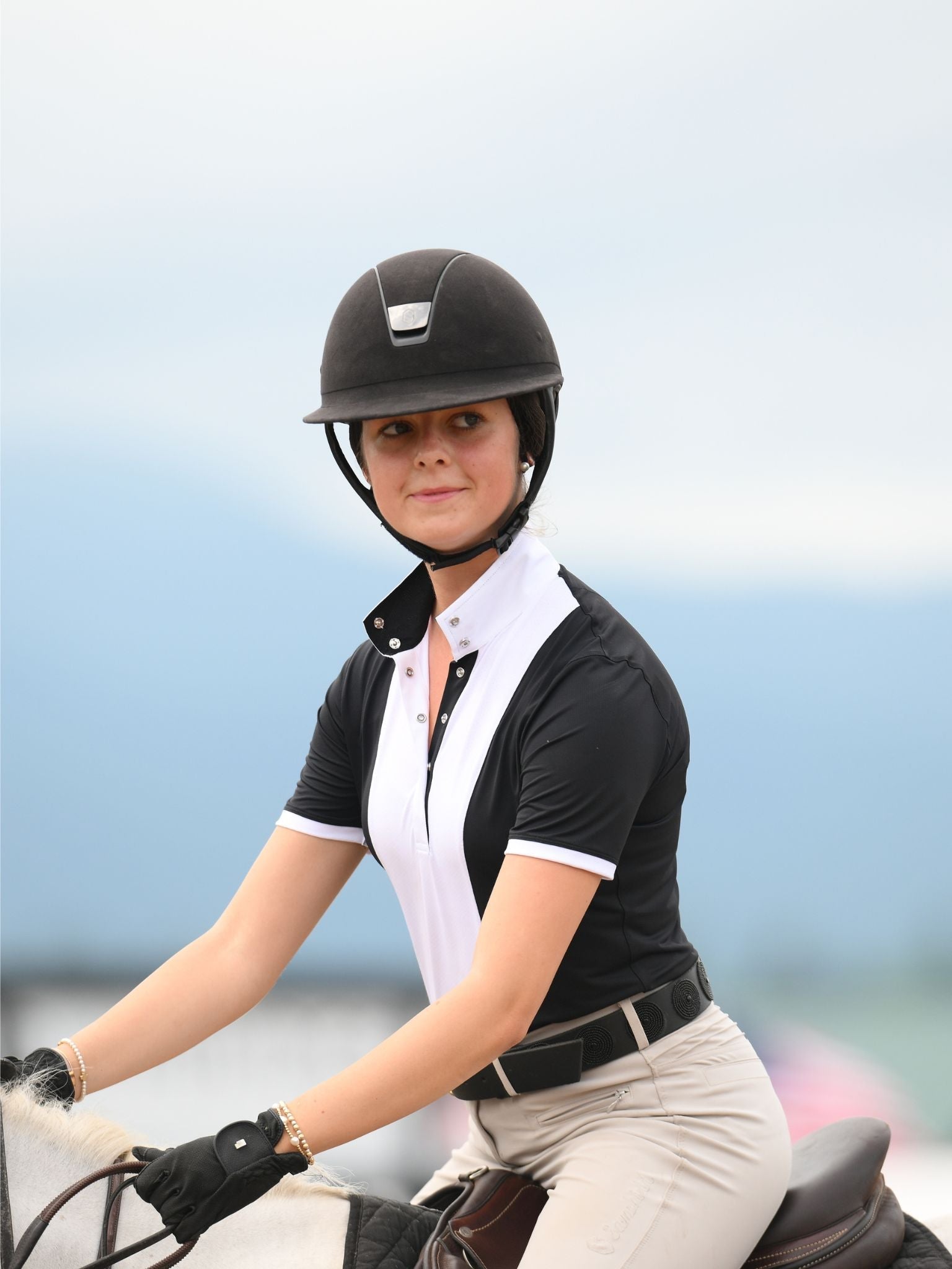 Essex Classics Ladies "Luna II" Black Self - Trim Short Sleeve Performance Show Shirt - Essex Classics - Equiluxe Tack