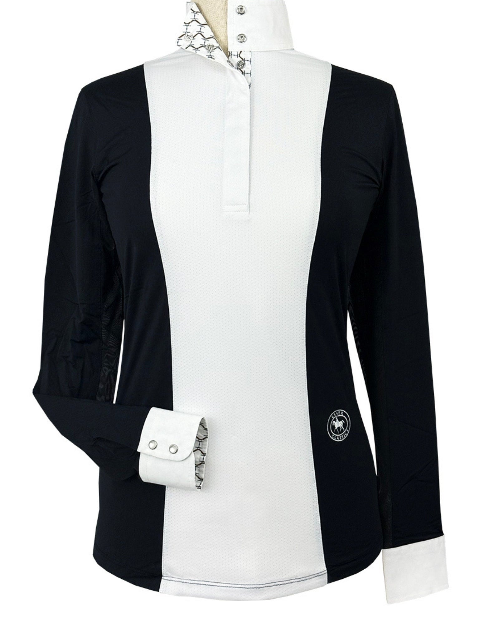 Essex Classics Ladies "Luna II" Black with Braided Reins & Bits Long Sleeve Performance Show Shirt - Equiluxe Tack