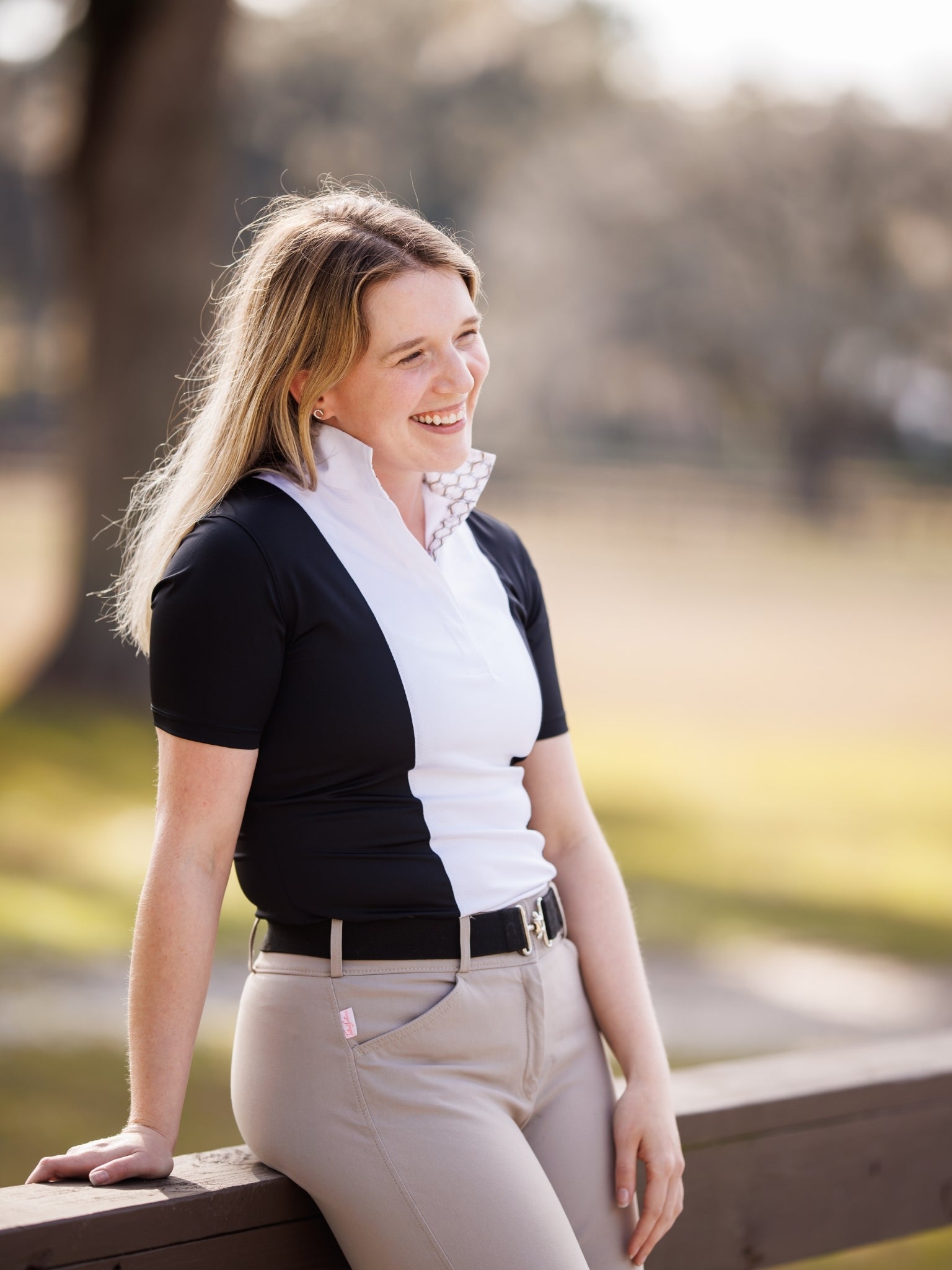 Essex Classics Ladies "Luna II" Black with Braided Reins & Bits Short Sleeve Performance Show Shirt - Equiluxe Tack