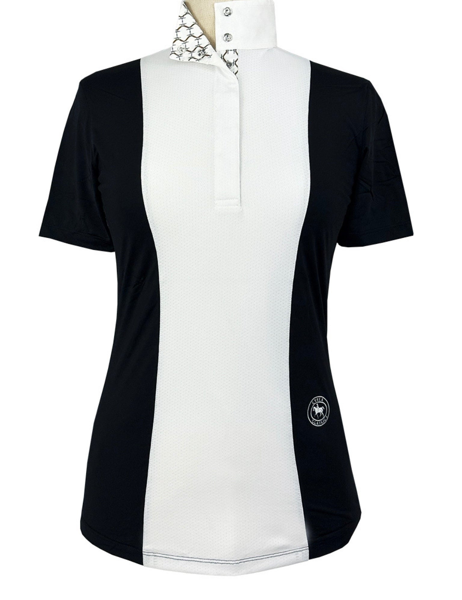 Essex Classics Ladies "Luna II" Black with Braided Reins & Bits Short Sleeve Performance Show Shirt - Equiluxe Tack