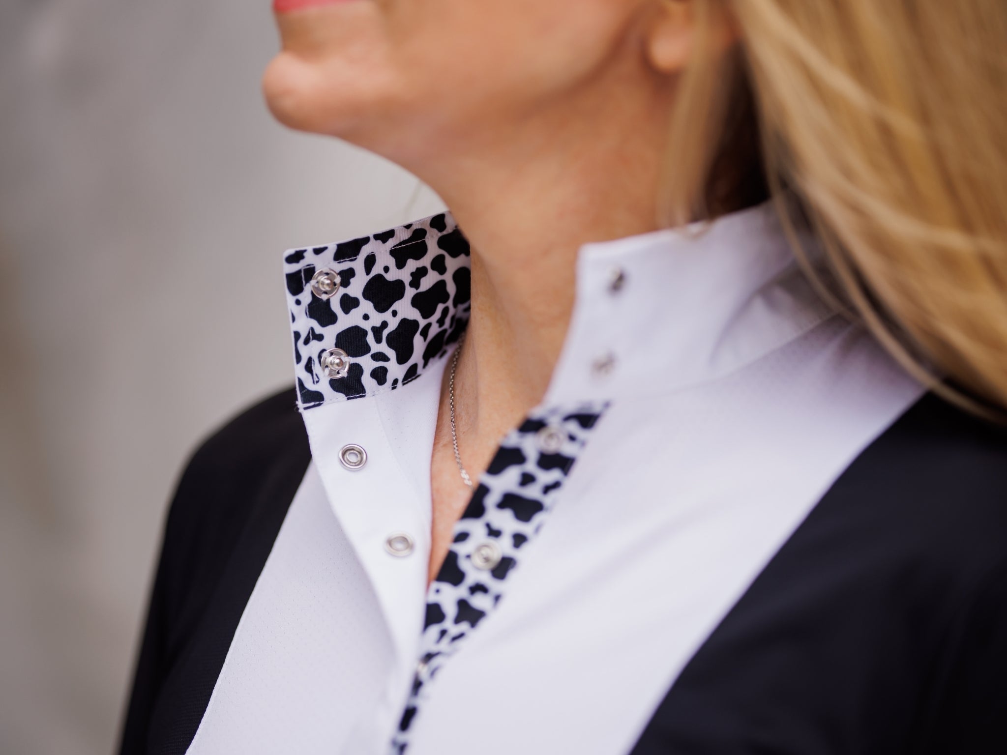 Essex Classics Ladies "Luna II" Black with Cows Long Sleeve Performance Show Shirt - Equiluxe Tack