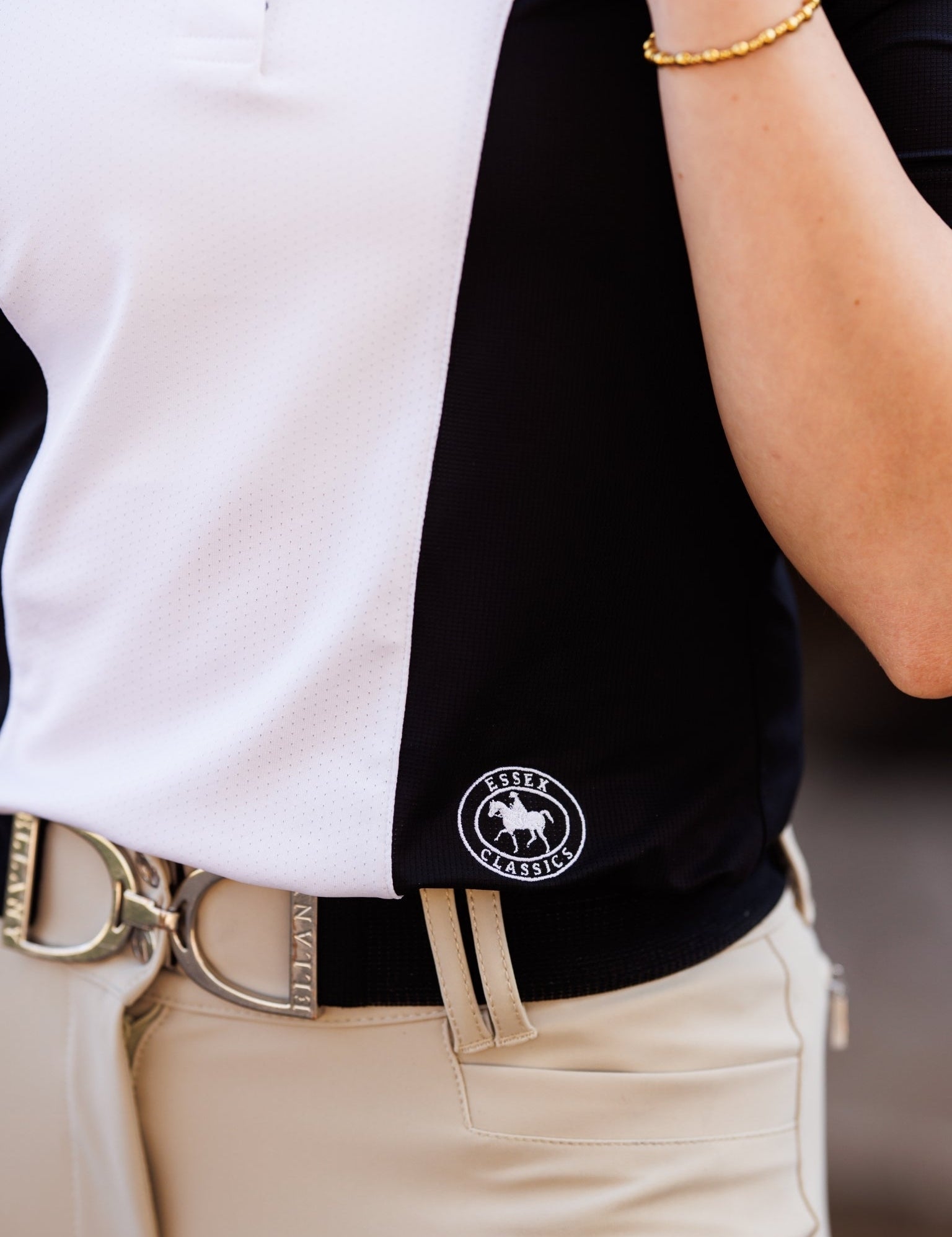 Essex Classics Ladies "Luna II" Black with Cows Short Sleeve Performance Show Shirt - Equiluxe Tack