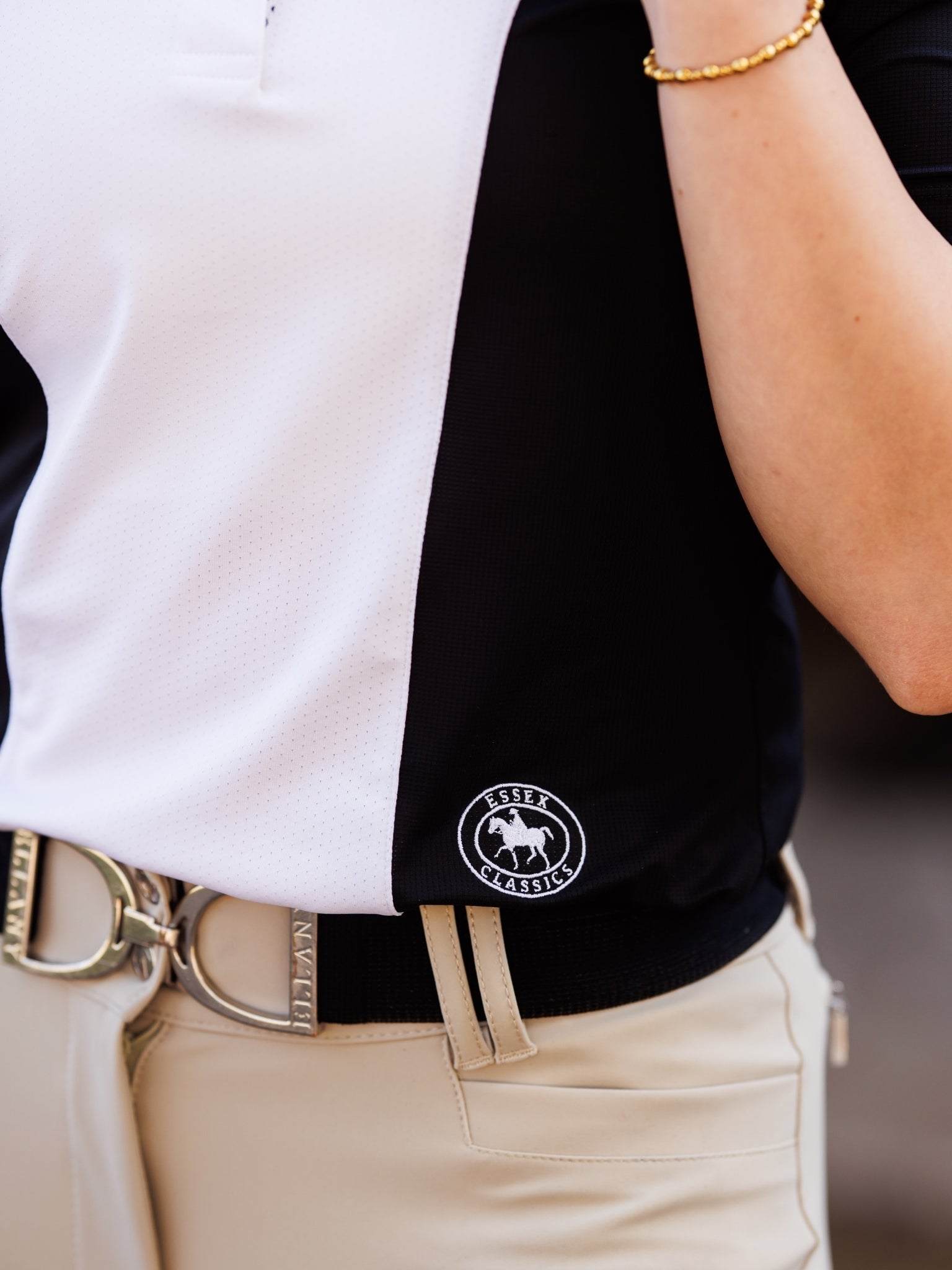 Essex Classics Ladies "Luna II" Black with Cows Short Sleeve Performance Show Shirt - Equiluxe Tack