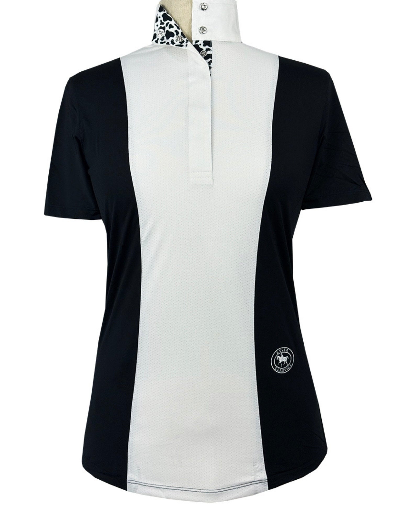 Essex Classics Ladies "Luna II" Black with Cows Short Sleeve Performance Show Shirt - Equiluxe Tack