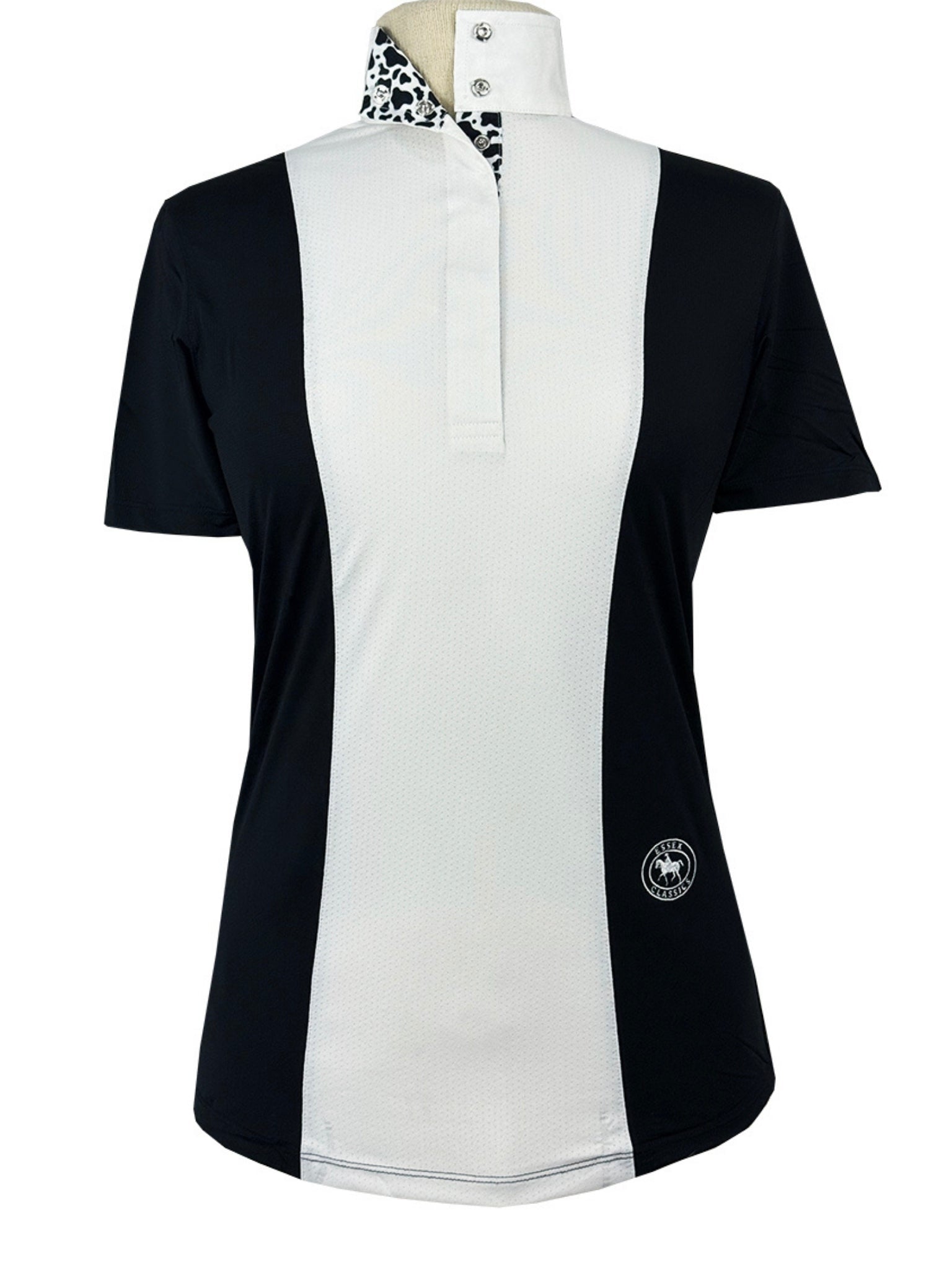 Essex Classics Ladies "Luna II" Black with Cows Short Sleeve Performance Show Shirt - Equiluxe Tack