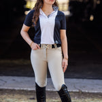 Essex Classics Ladies "Luna II" Black with Cows Short Sleeve Performance Show Shirt - Equiluxe Tack
